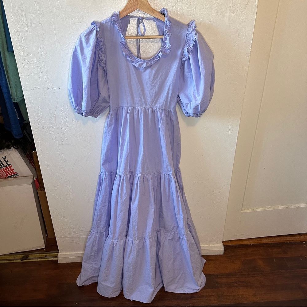 NWOT Sister Jane Women’s XS Fondness Ruffle Maxi Dress Puff Sleeve Tiered Dress